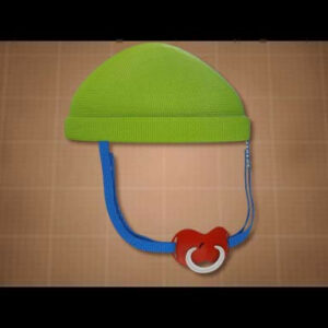 Infant Hat with Pacifier Retaining Strap