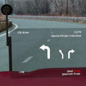 Transparent External Head’s Up Display for Automobile Navigation
