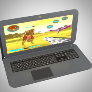 Ergonomic Gaming Laptop with Rotating Latch Mechanism